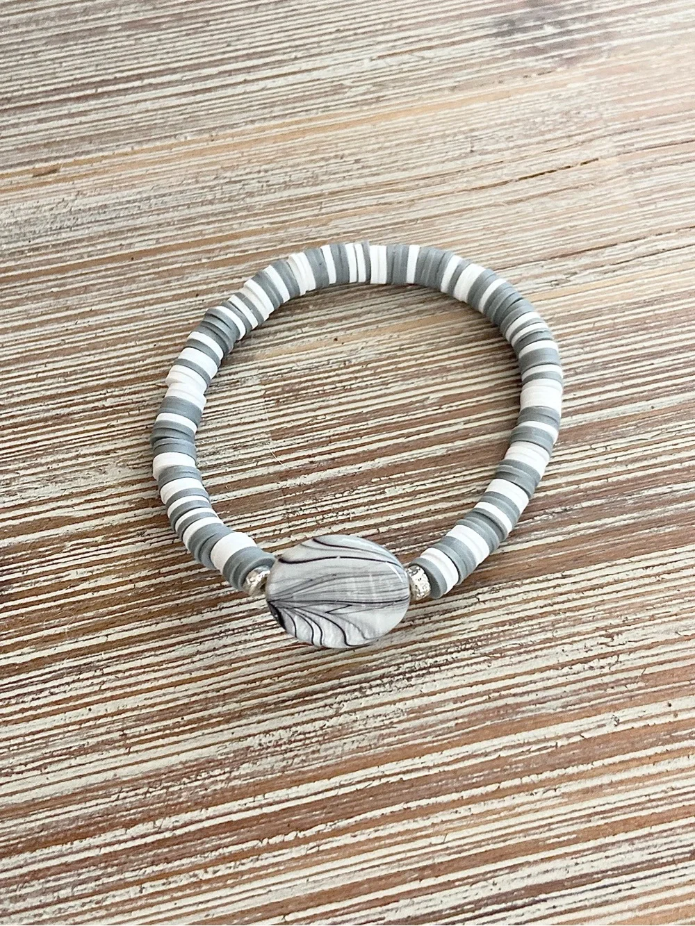 Marble Mist Heishi Stretch Bracelet